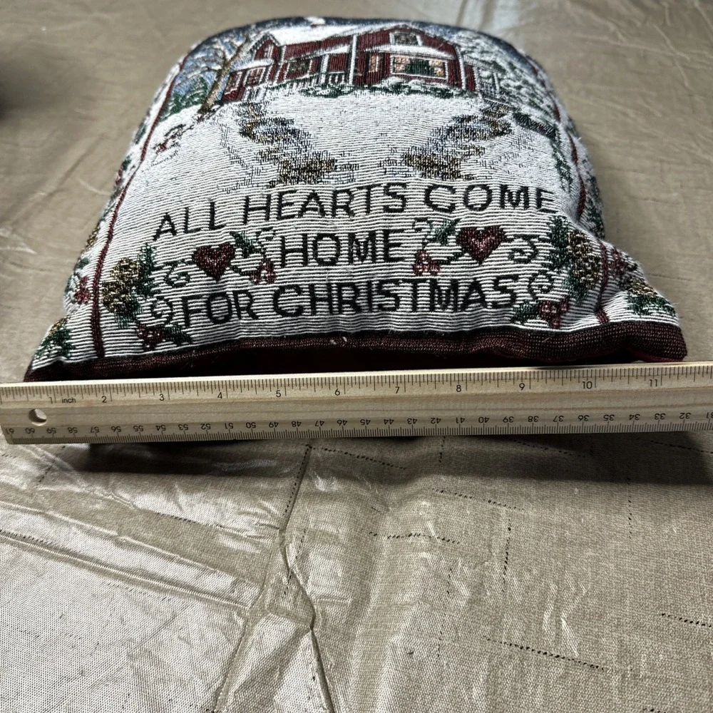 Tapestry All Hearts Come Home For Christmas Throw Pillow 13